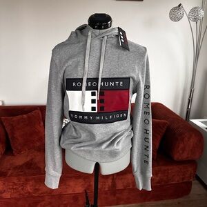Tommy Hilfiger Gray and Red Logo Hoodie